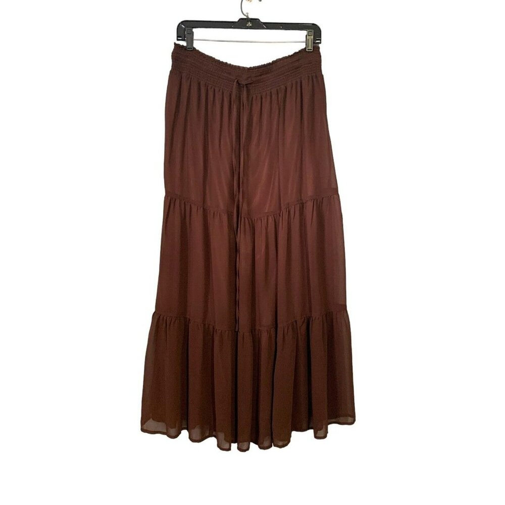 VTG Very Vollbrack L 90s Y2K Maxi Skirt Boho Retro Fairy‎ Brown Goth Peasant